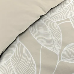 Douceur D'Intérieur Housse de couette 240 x 220 cm coton 57 fils imprimé feuillage AMANDA Naturel + 2 taies* Parure De Lit