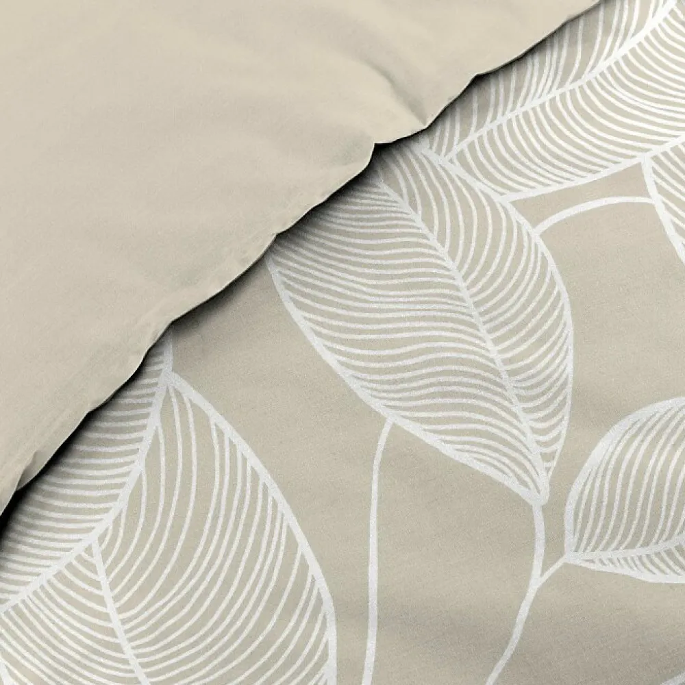 Douceur D'Intérieur Housse de couette 240 x 220 cm coton 57 fils imprimé feuillage AMANDA Naturel + 2 taies* Parure De Lit