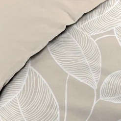 Douceur D'Intérieur Housse de couette 240 x 220 cm coton 57 fils imprimé feuillage AMANDA Naturel + 2 taies* Parure De Lit