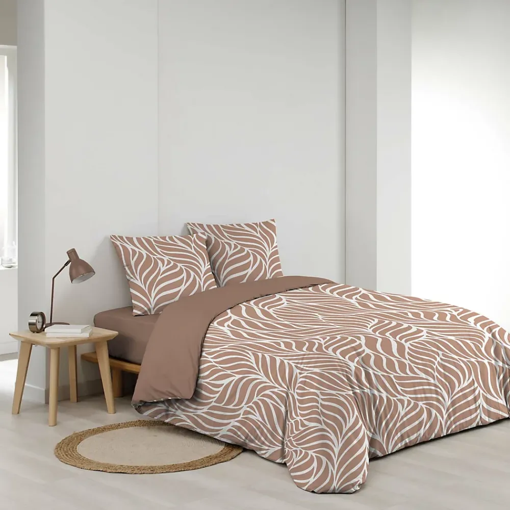 Douceur D'Intérieur Housse de couette 240 x 220 cm imprimée 57 fils MORGANE Mocha 2 taies incluses* Parure De Lit