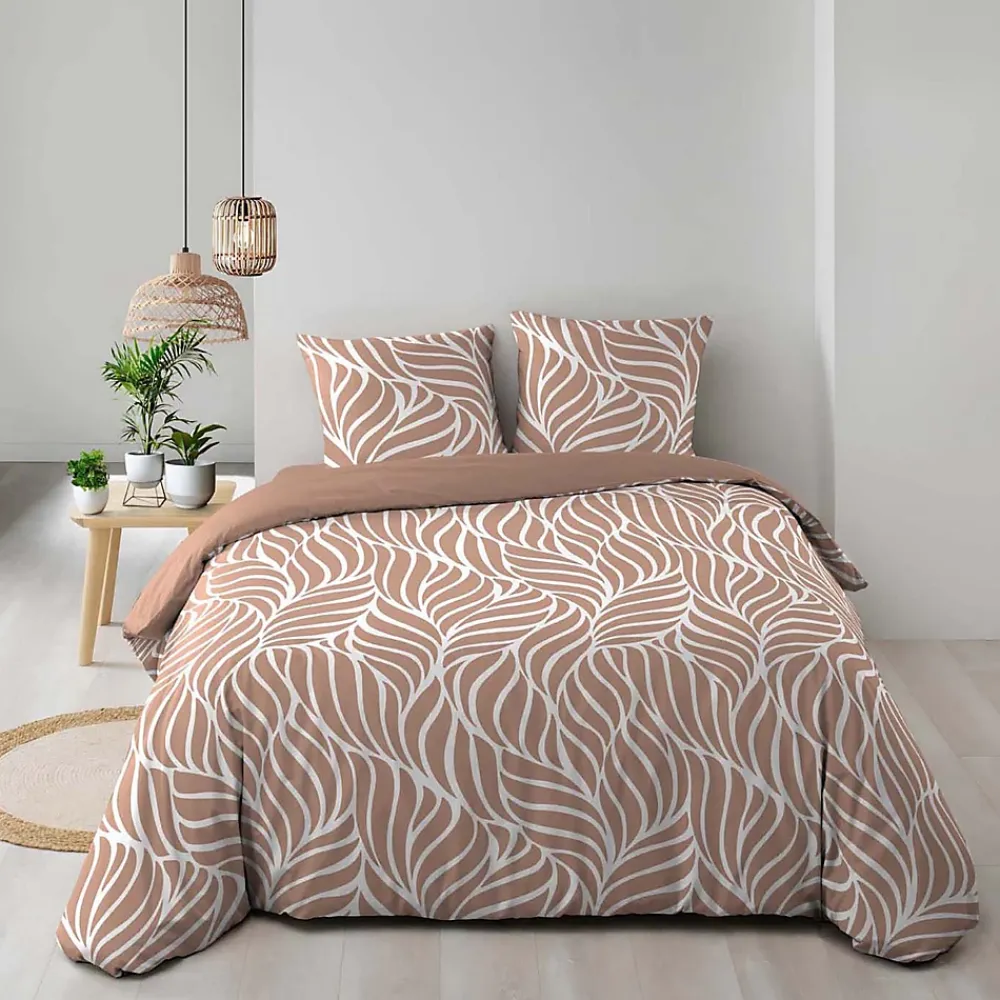 Douceur D'Intérieur Housse de couette 240 x 220 cm imprimée 57 fils MORGANE Mocha 2 taies incluses* Parure De Lit