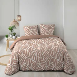 Douceur D'Intérieur Housse de couette 240 x 220 cm imprimée 57 fils MORGANE Mocha 2 taies incluses* Parure De Lit