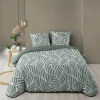 Housse de couette 240 x 220 cm imprimée 57 fils MORGANE Sauge 2 taies incluses>Douceur D'Intérieur Hot