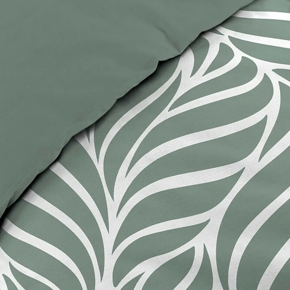Housse de couette 240 x 220 cm imprimée 57 fils MORGANE Sauge 2 taies incluses>Douceur D'Intérieur Hot