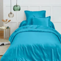 Housse de couette 140 x 200 cm "Prémium" pour lit 1 place - Prémium Cyan>Coton Pur Hot