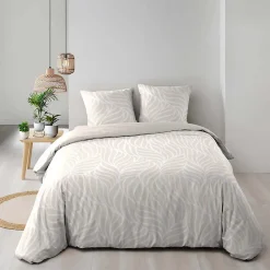 Douceur D'Intérieur Housse de couette 240 x 220 cm imprimée 57 fils MORGANE Naturel 2 taies incluses* Parure De Lit