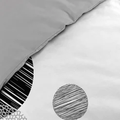 Douceur D'Intérieur Housse de Couette 240 x 220 cm + 2 Taies 100 % Coton 57 Fils Stormi Noir & Blanc* Parure De Lit