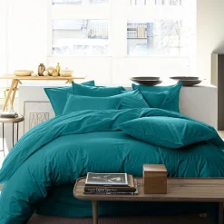 Housse de couette 220 x 240 cm bleu canard><noscript><img width=