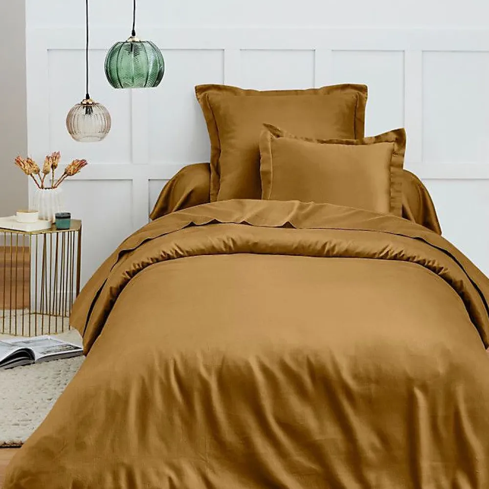 Coton Pur Housse de couette 140 x 200 cm "Prémium" pour lit 1 place - Prémium Caramel* Housse De Couette