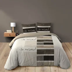 Douceur D'Intérieur Housse de couette 260 x 240 cm + 2 taies Coton 42 fils Motif So Natural* Parure De Lit