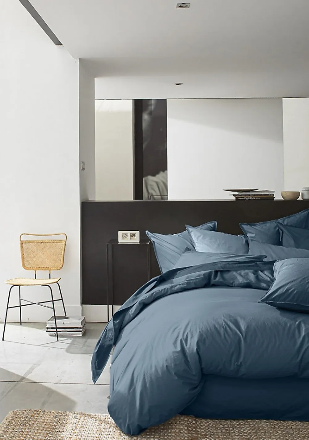 Housse de couette 220 x 240 cm Percale de coton lavé bleu>Eden