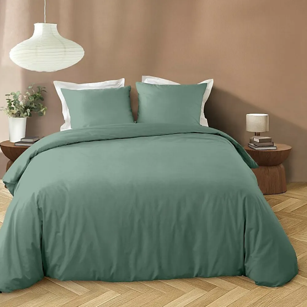 Douceur D'Intérieur Housse de couette 240 x 220 cm microfibre unie lavée LIAM Cèdre 2 taies incluses* Parure De Lit