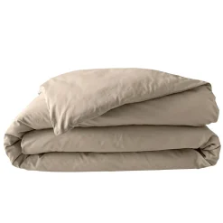 Housse de Couette Beige en Percale de Coton Douceur et Élégance 260 x 240 cm><noscript><img width=