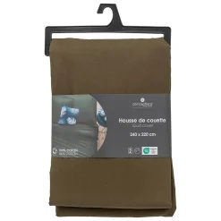 Housse de couette Carina coton 240x220cm vert kaki - Atmosphera><noscript><img width=