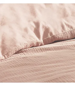 Housse de couette double gaze coton uni Vieux rose 140x200cm - 140x200cm - Rose>Douceur D'Intérieur