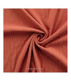 Douceur D'Intérieur Housse de couette double gaze coton uni Terracotta - 220x240cm - Terre cuite* Parure De Lit
