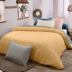 Tradilinge Housse de couette en coton biologique (140x200 cm - Jaune)* Housse De Couette