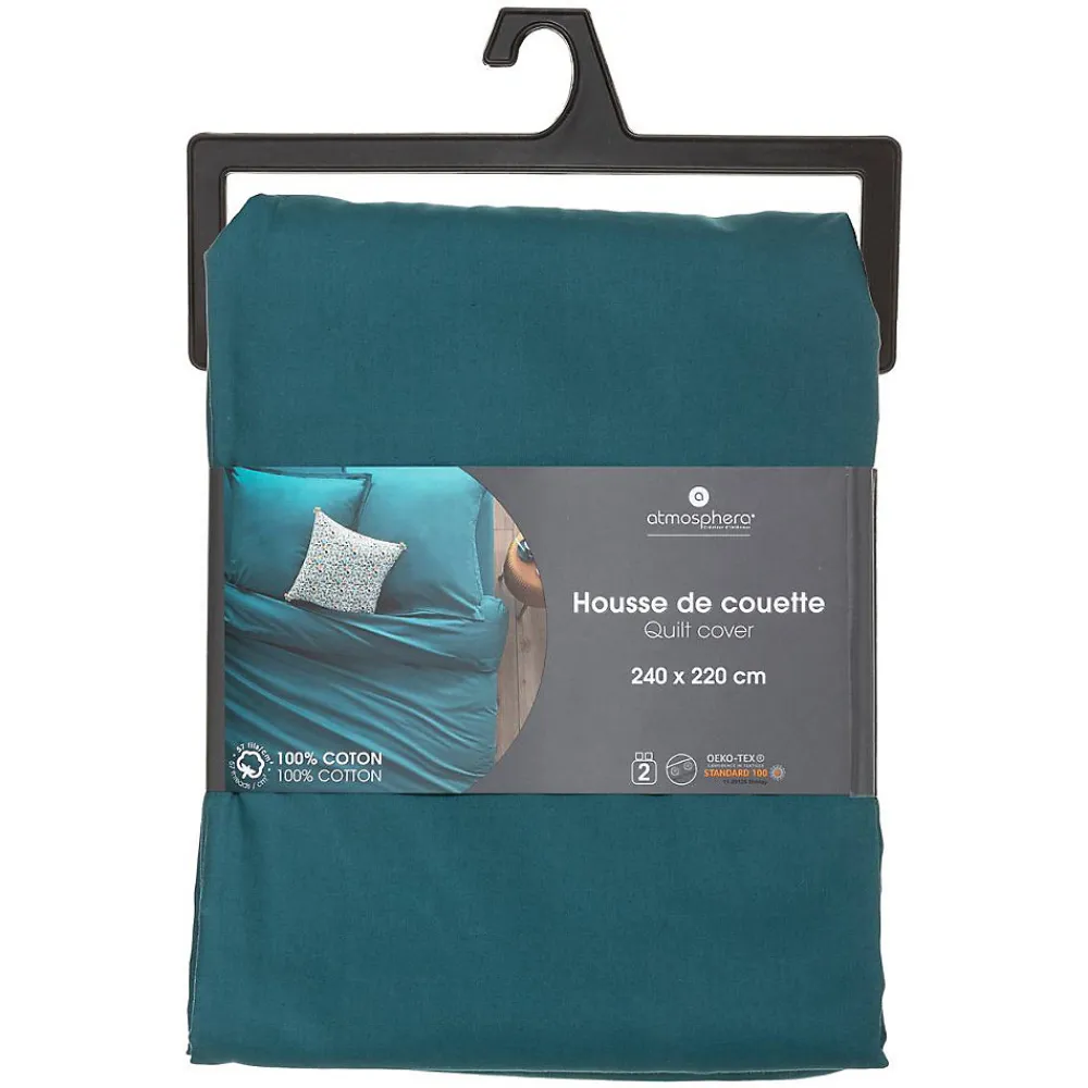 Housse de couette en coton - bleu canard 240x220 cm - Atmosphera>Atmosphera Créateur D'Intérieur Outlet