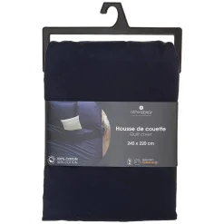 Housse de couette en coton - bleu encre 240x220 cm - Atmosphera><noscript><img width=