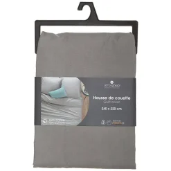Housse de couette en coton - gris 240x220 cm - Atmosphera><noscript><img width=