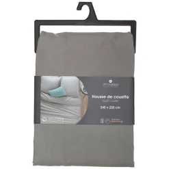 Housse de couette en coton - gris 240x220 cm - Atmosphera><noscript><img width=
