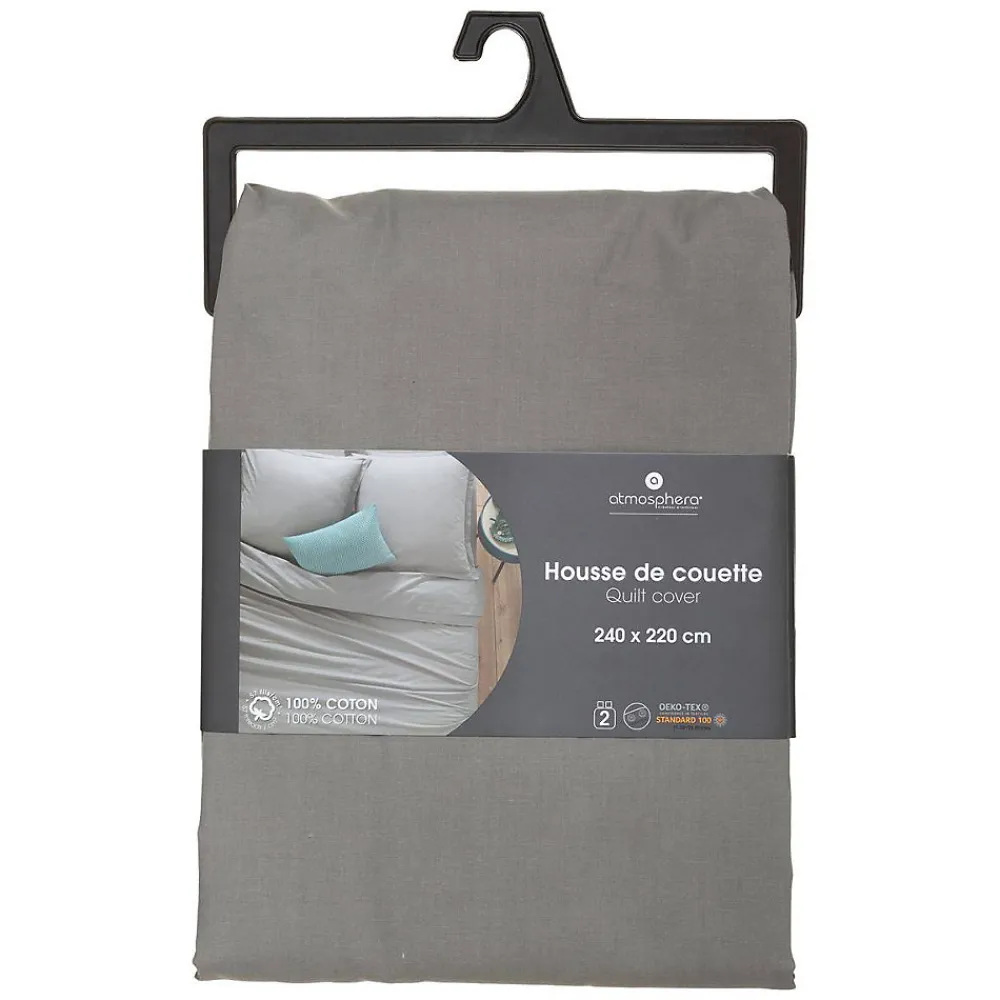 Housse de couette en coton - gris 240x220 cm - Atmosphera>Atmosphera Créateur D'Intérieur Online