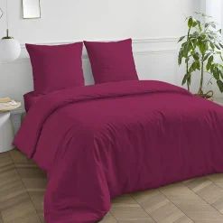 Housse de couette en coton 57 fils unie 200x200cm><noscript><img width=