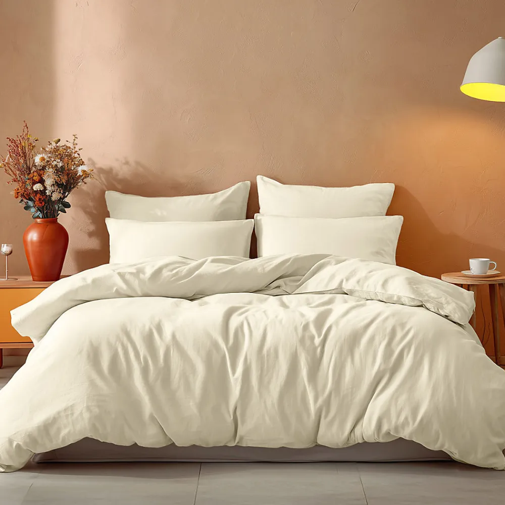 Housse de couette en coton Ecru 140x200 cm STUDIO>Sensei Maison Clearance