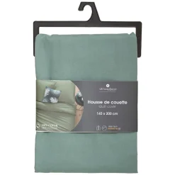 Housse de couette en coton - vert céladon 140x200 cm - Atmosphera><noscript><img width=