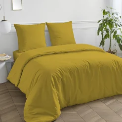 Housse de couette en coton 57 fils unie 140x200cm><noscript><img width=