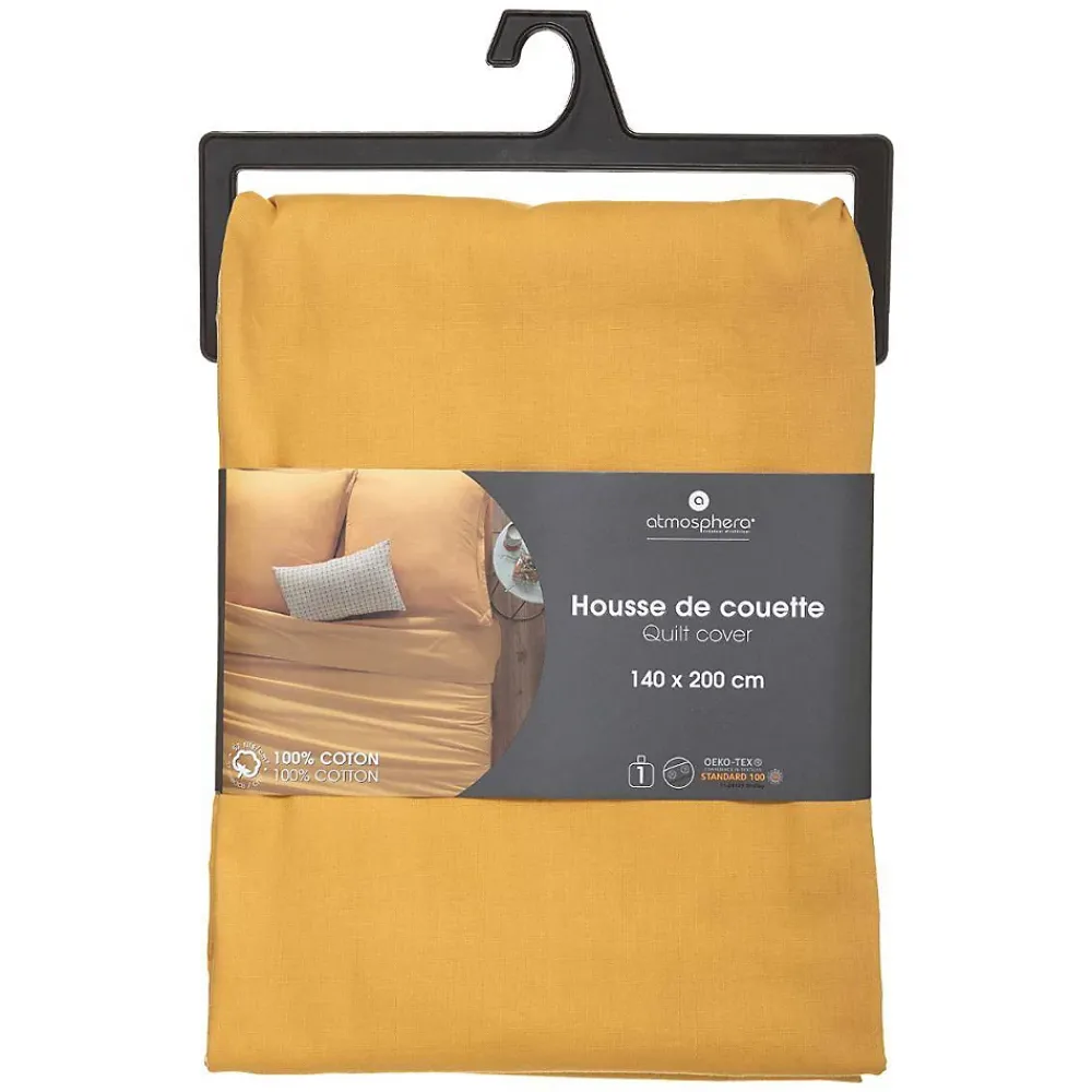 Atmosphera Créateur D'Intérieur Housse de couette en coton - jaune moutarde 140x200 cm - Atmosphera* Housse De Couette