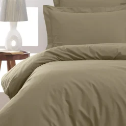 Housse de couette en percale coton Taupe 200x200 cm SOFT PERCALE>Sensei Maison Discount