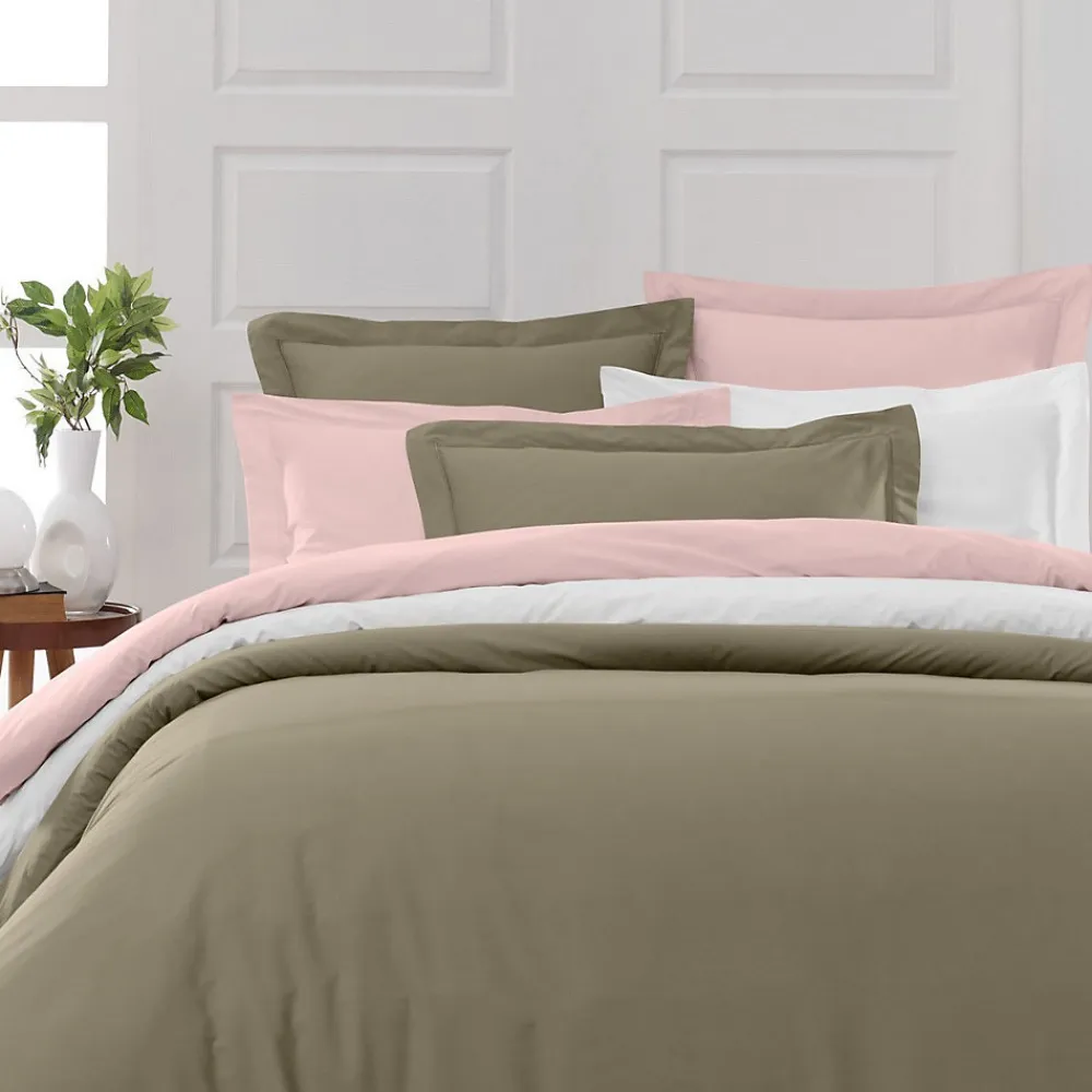 Housse de couette en percale coton Taupe 200x200 cm SOFT PERCALE>Sensei Maison Discount