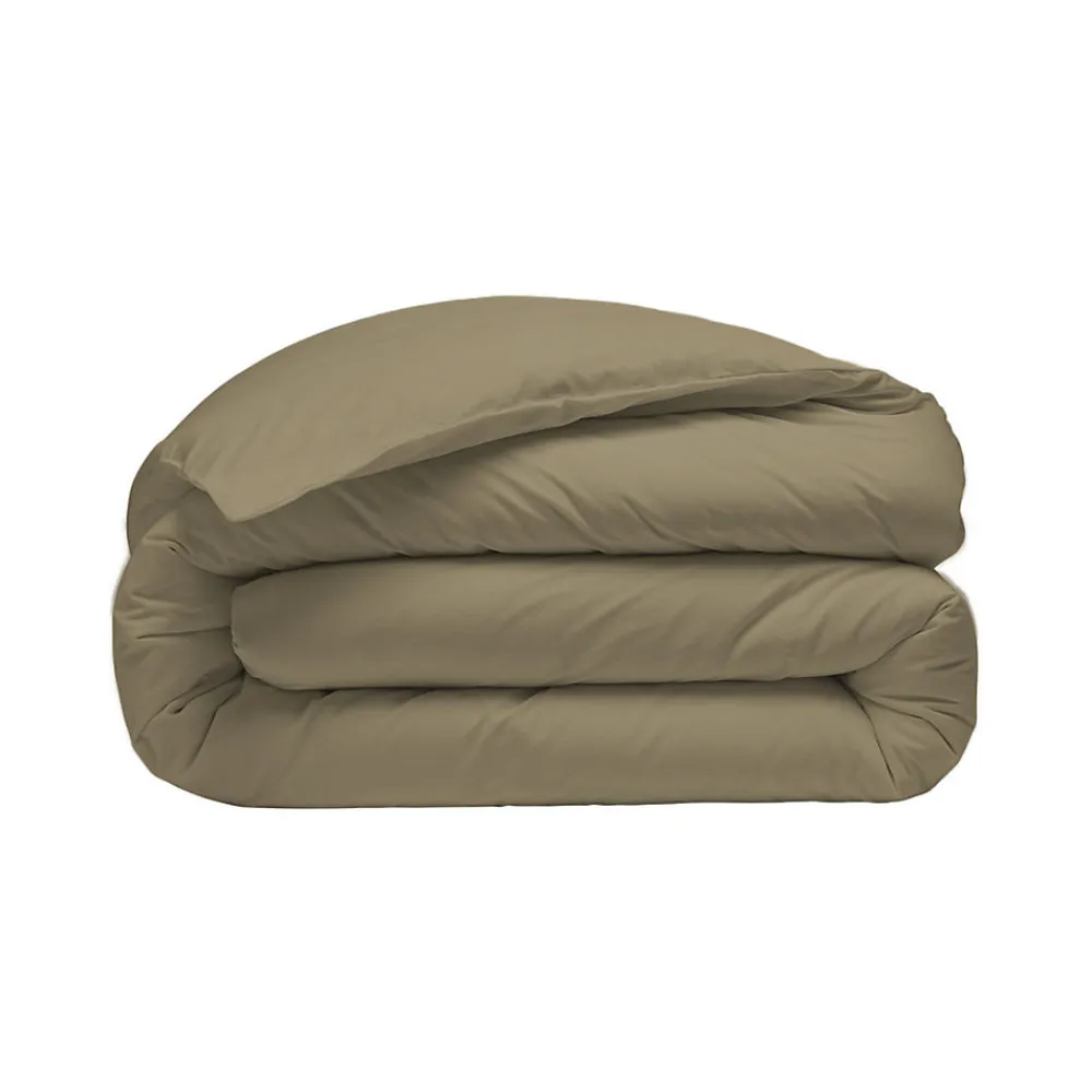 Housse de couette en percale coton Taupe 200x200 cm SOFT PERCALE>Sensei Maison Discount