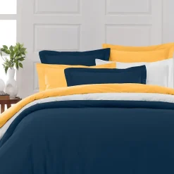 Housse de couette en percale coton Indigo 260x240 cm SOFT PERCALE><noscript><img width=