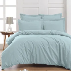 Housse de couette en percale coton Bleu Arctic 200x200 cm SOFT PERCALE>Sensei Maison Sale