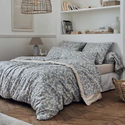 Housse de couette en percale esprit cocooning (240x220 cm - Gris)>Tradilinge Discount