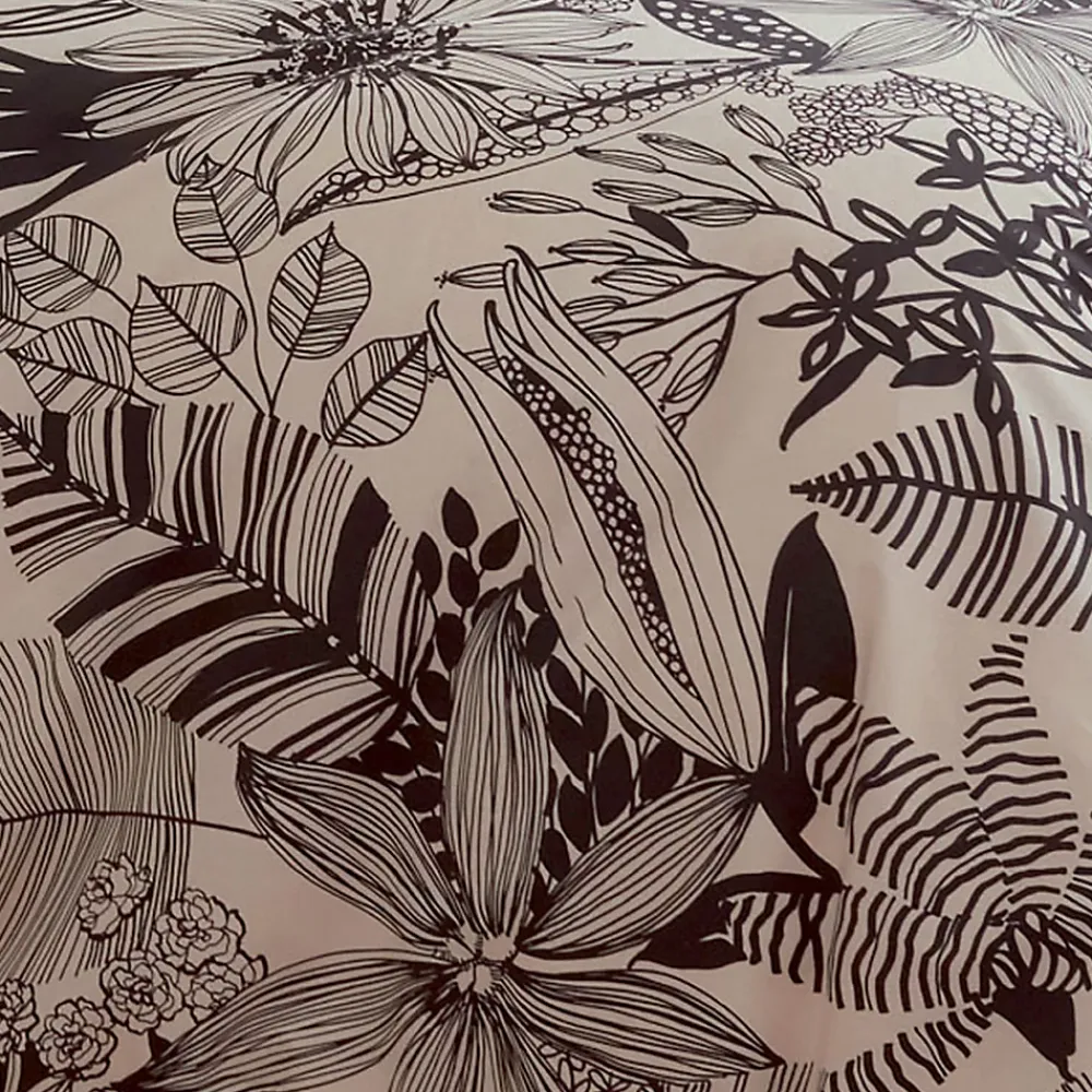 Tradilinge Housse de couette en percale aux impressions noires (240x220 cm - Beige)* Housse De Couette