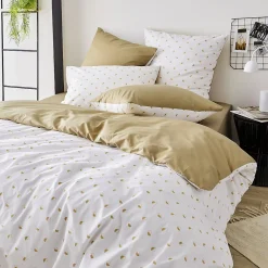 Housse de couette en percale au style géométrique (280x240 cm - Beige)>Tradilinge Discount