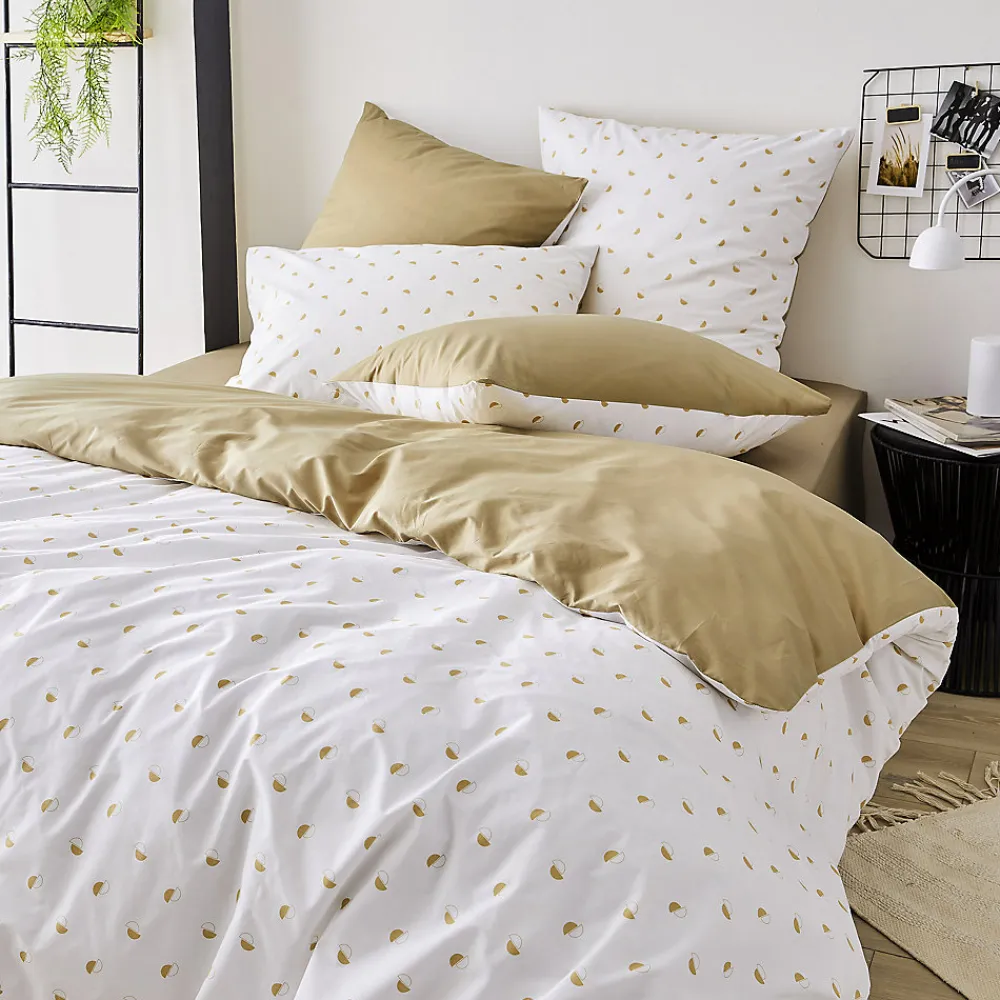 Housse de couette en percale au style géométrique (280x240 cm - Beige)>Tradilinge Discount
