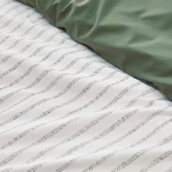 Housse de couette en percale de coton à rayures (240x220 cm - Vert Olive)><noscript><img width=