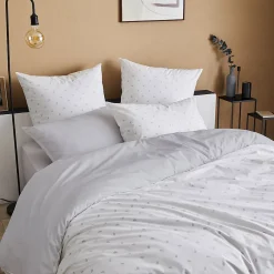 Tradilinge Housse de couette en percale au style géométrique (260x240 cm - Gris clair)* Housse De Couette