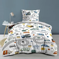 Douceur D'Intérieur Housse de couette enfant 140 x 200 cm + 1 taie Coton 42 fils PTI BOLIDE* Housse De Couette
