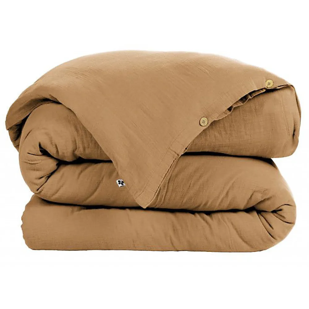 Housse de couette "Gaïa" toutes dimensions "Gaze de Coton" - Gaïa Camel - Housse de couette 240 x 220 cm>L'Effet Papillon Clearance