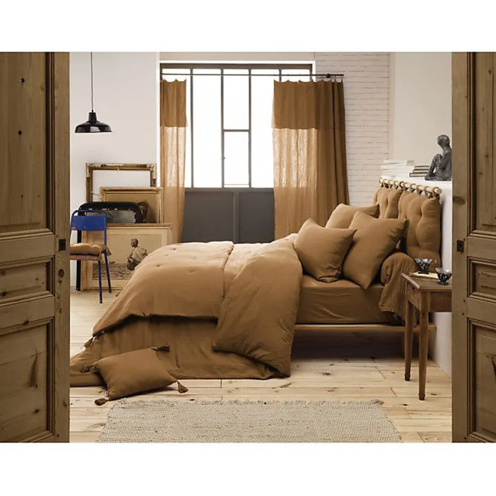 Housse de couette "Gaïa" toutes dimensions "Gaze de Coton" - Gaïa Camel - Housse de couette 260 x 240 cm>L'Effet Papillon Outlet