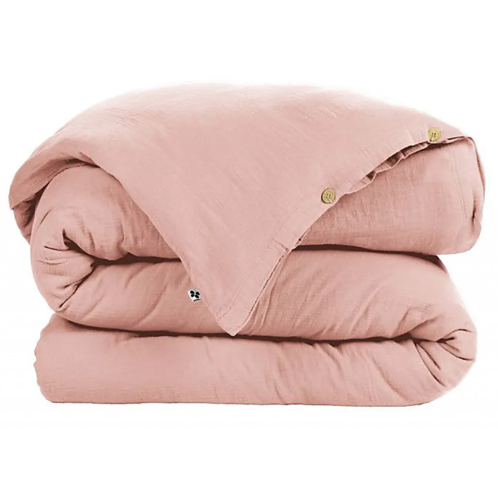 Housse de couette "Gaïa" toutes dimensions "Gaze de Coton" - Gaïa Rose Pêche - Housse de couette 240 x 220 cm>L'Effet Papillon