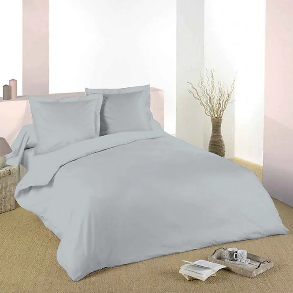 Univers Décor Housse de couette Gris perle 240 x 220 cm / 100% Coton / 57 Fils/cm² pour lit 2 places* Housse De Couette