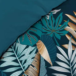 Douceur D'Intérieur Housse de couette imprimé allover 42 fils "Alianor" - 240x260cm - Bleu canard* Parure De Lit