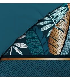 Douceur D'Intérieur Housse de couette imprimé allover 42 fils "Alianor" - 220x240cm - Bleu canard* Parure De Lit