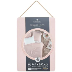 Housse de couette Linah - rose - lin lavé 260x240 cm - Atmosphera><noscript><img width=